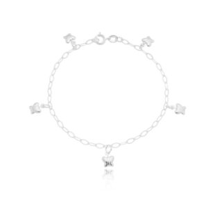 Pulseira De Prata Borboletas Penduradas