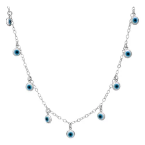 Colar De Prata Choker Olho Grego Elo Grosso
