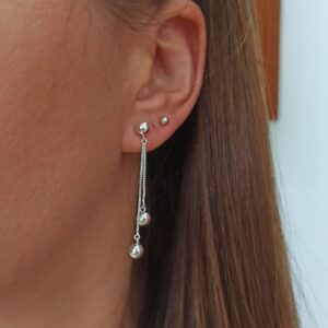 Brinco De Prata Bola Pendurada