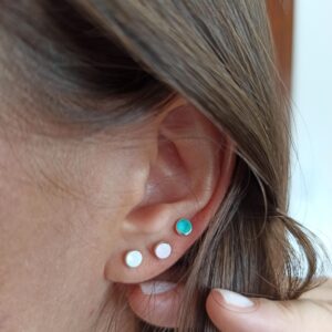 Brinco De Prata Trio Colorido Embutido