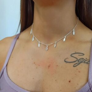 Colar De Prata Choker Gotas