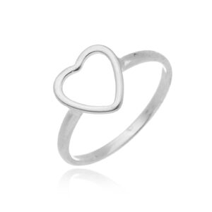 Anel de Prata Coração Vazado