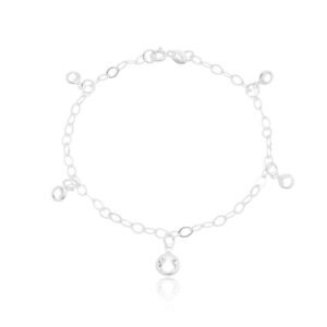 Pulseira De Prata Zircônias Penduradas