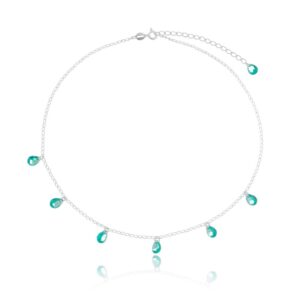 Colar De Prata Choker Zircônia Verde
