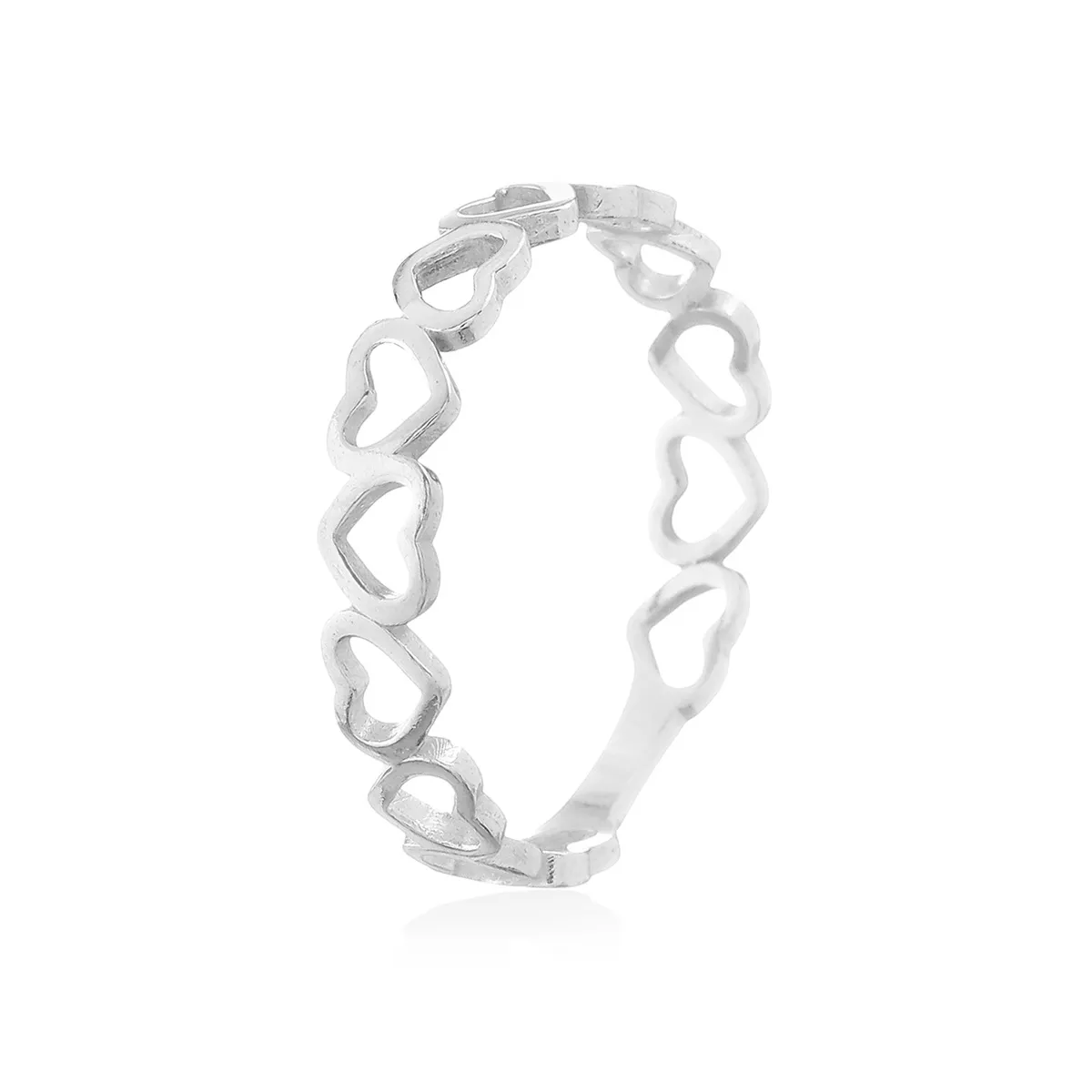 Anel de Prata Corações Unidos