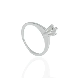 Anel de Prata Solitário Pedra Alta