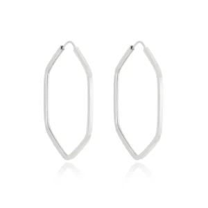 Brinco De Prata Argola Hexagonal