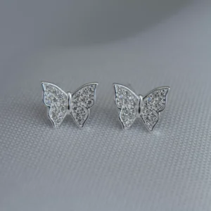 Brinco De Prata Borboleta Cravejada