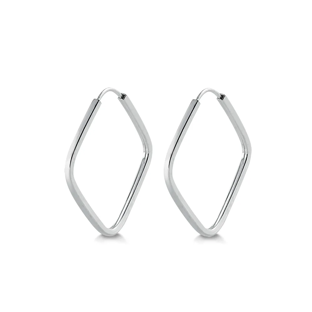 Brinco De Prata Argola Losango