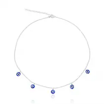 Colar De Prata Choker Olho Grego