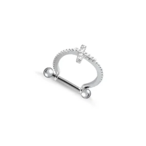 Piercing De Prata Para Conch Cruz Cravejada