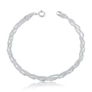 Pulseira De Prata Diamantada Trançada