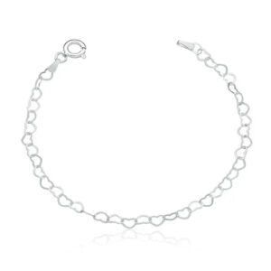 Tornozeleira De Prata Corações Unidos