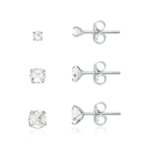 Brinco De Prata Trio Zircônia